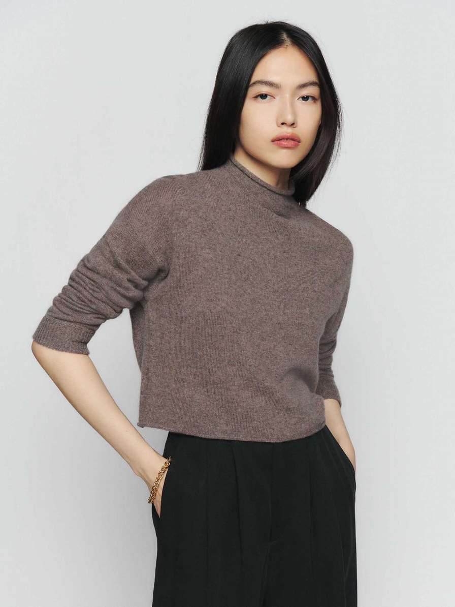 Women's Reformation Cropped Cashmere Sweater Light Grey | USA-857624