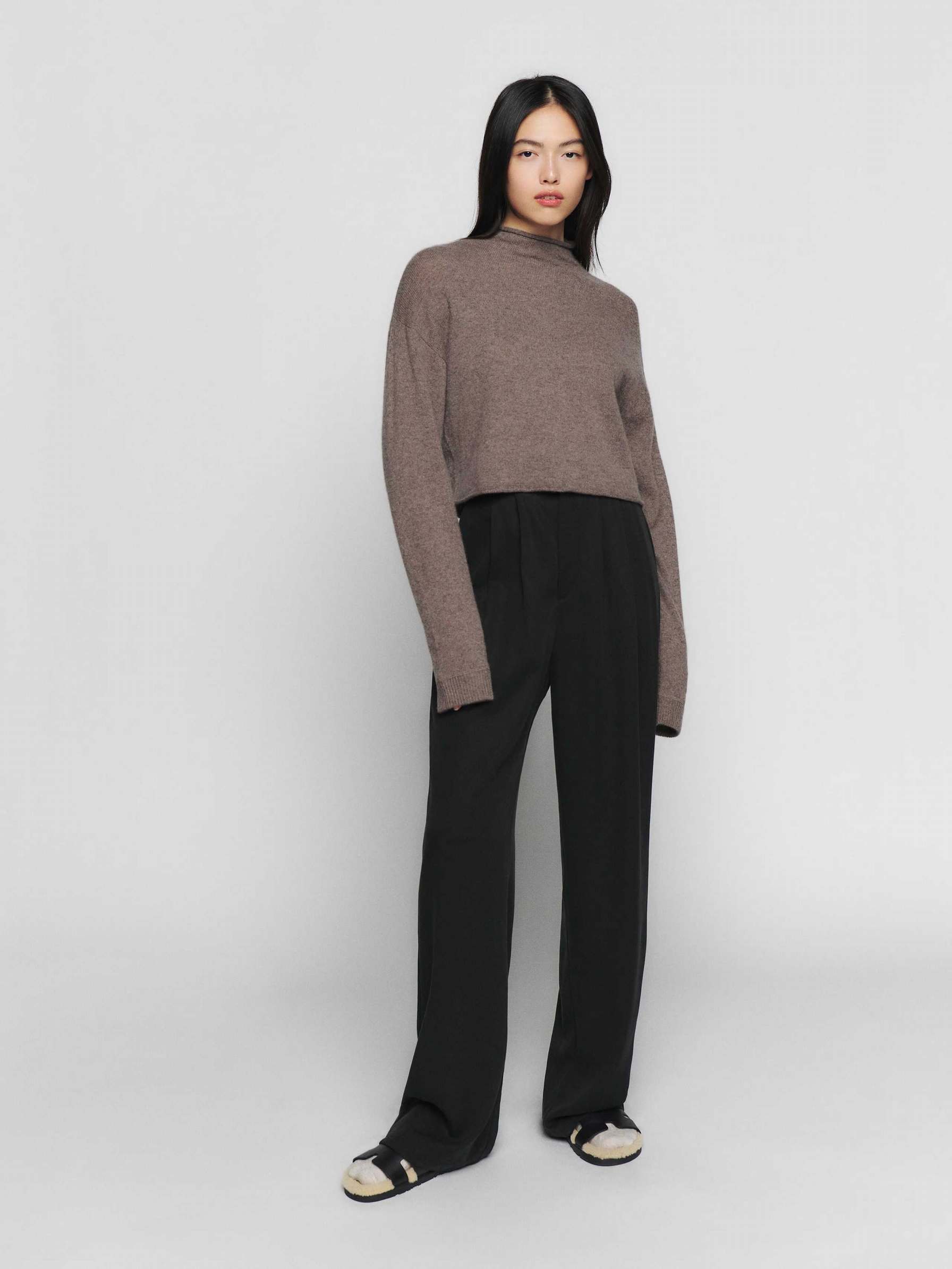 Women's Reformation Cropped Cashmere Sweater Light Grey | USA-857624