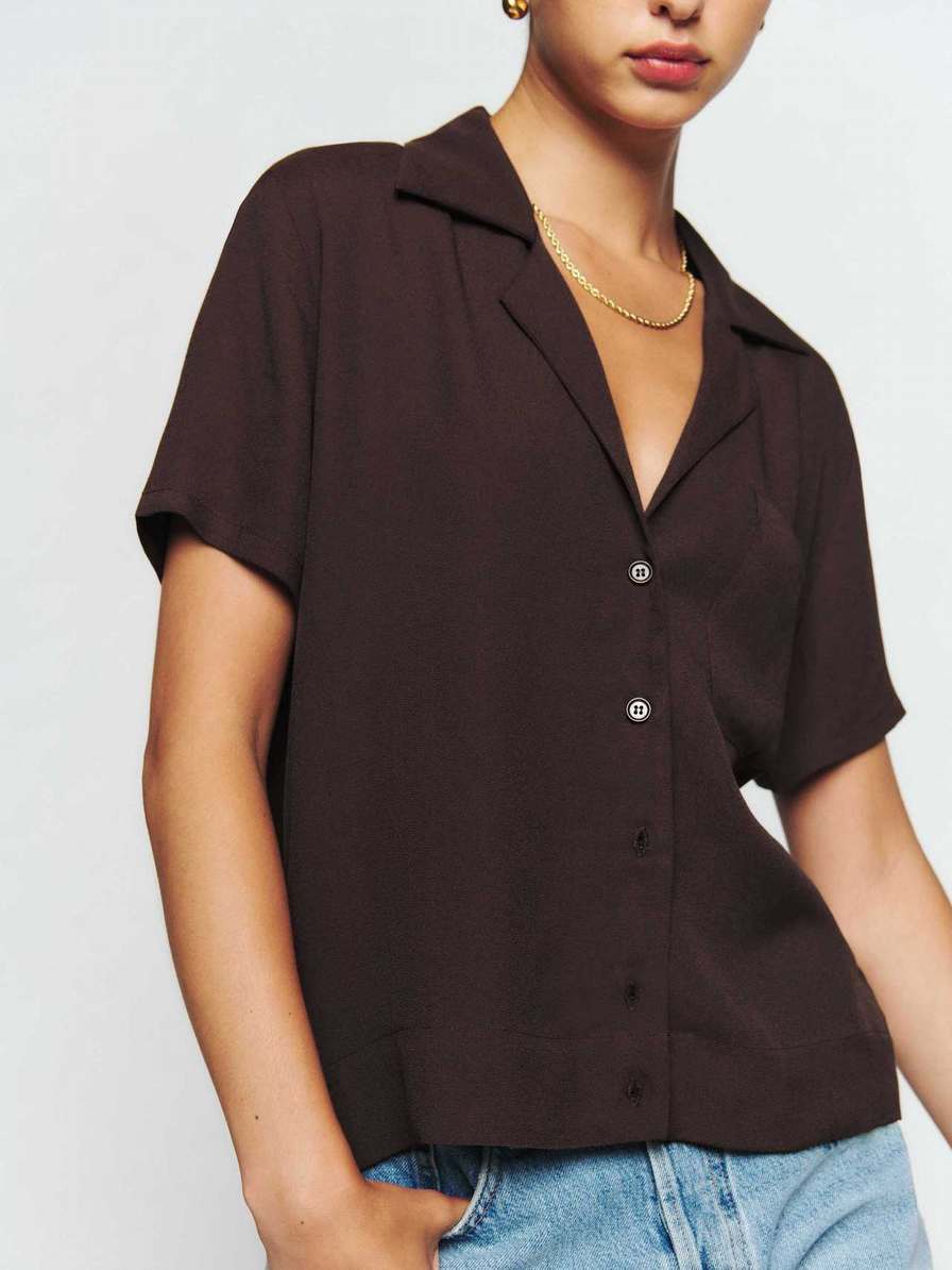 Women's Reformation Cuba Tops Coffee | USA-348517