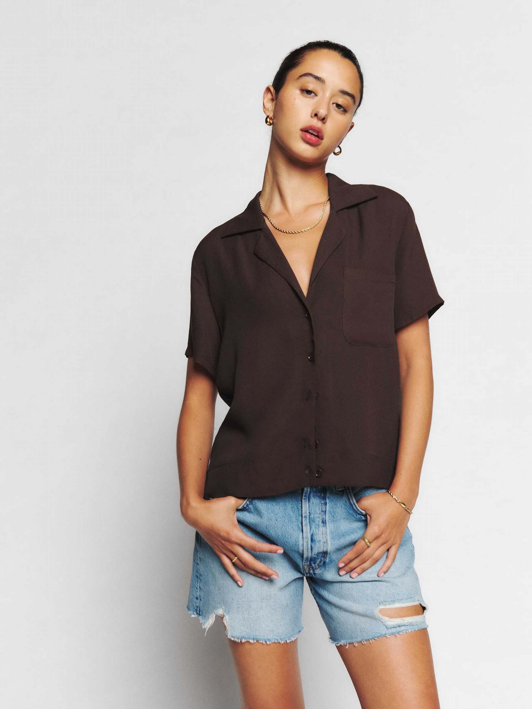 Women's Reformation Cuba Tops Coffee | USA-348517