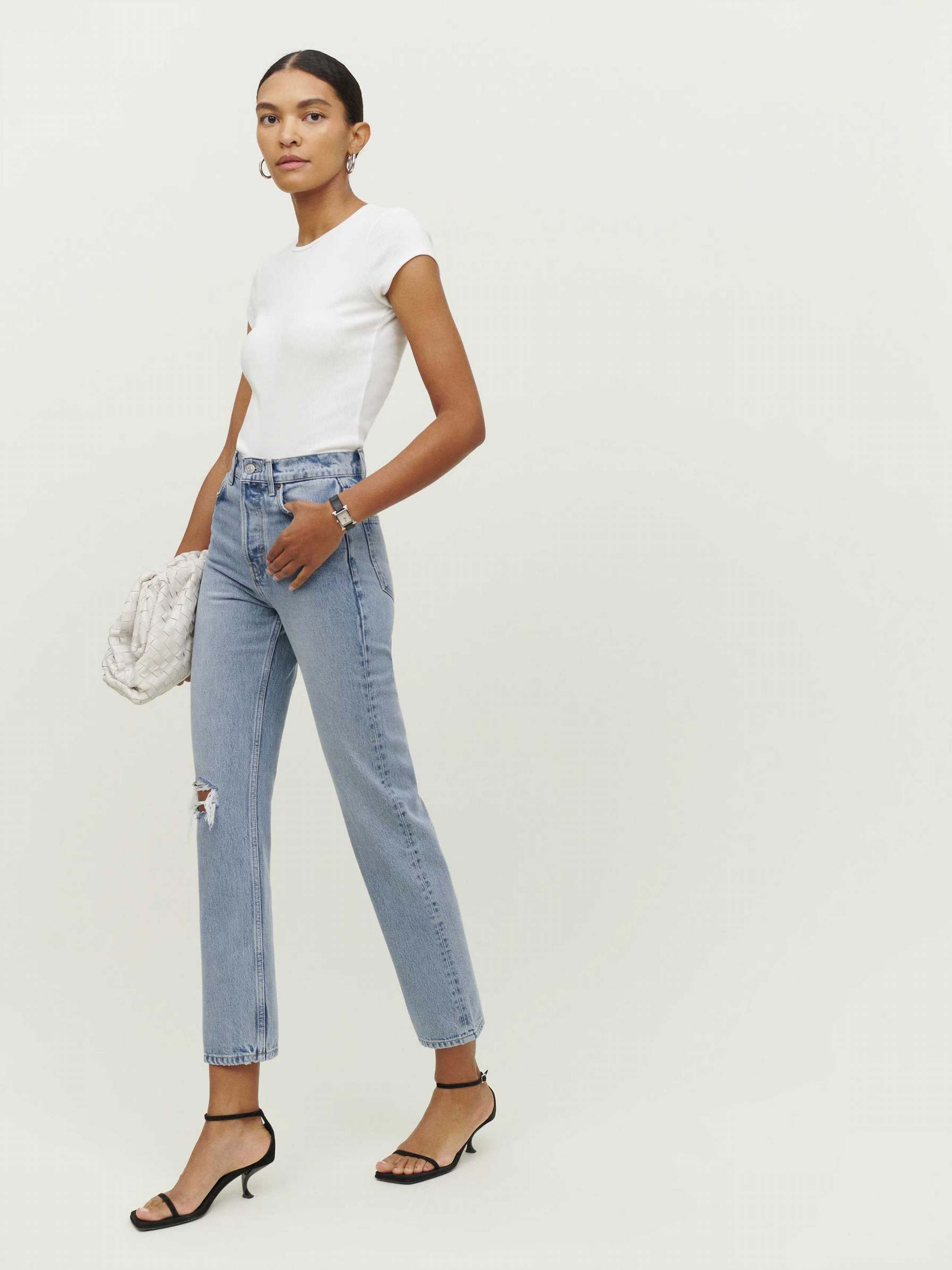 Women's Reformation Cynthia High Rise Straight Jeans Light Blue | USA-281374