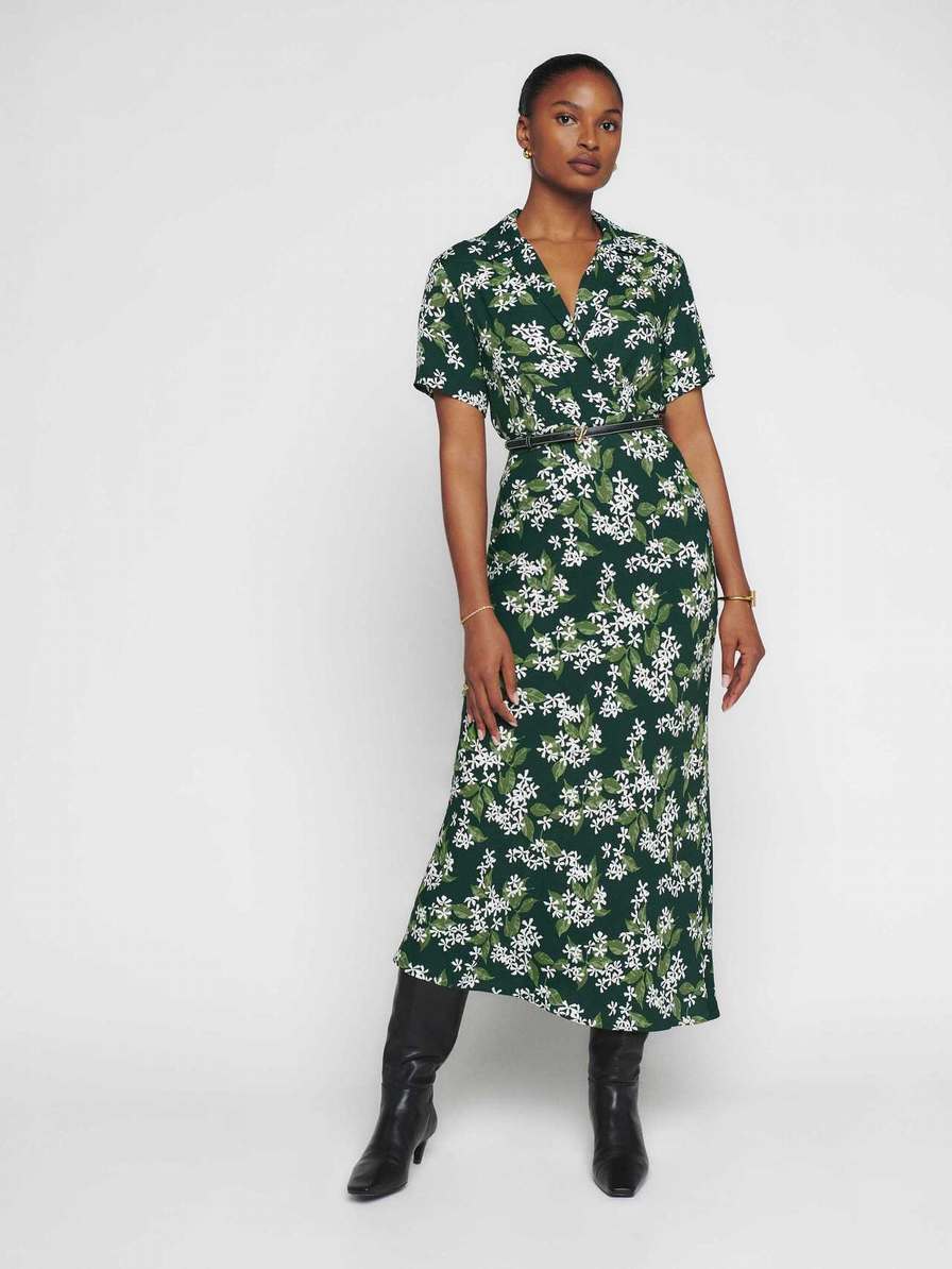 Women's Reformation Danika Dress Dark Green | USA-325740