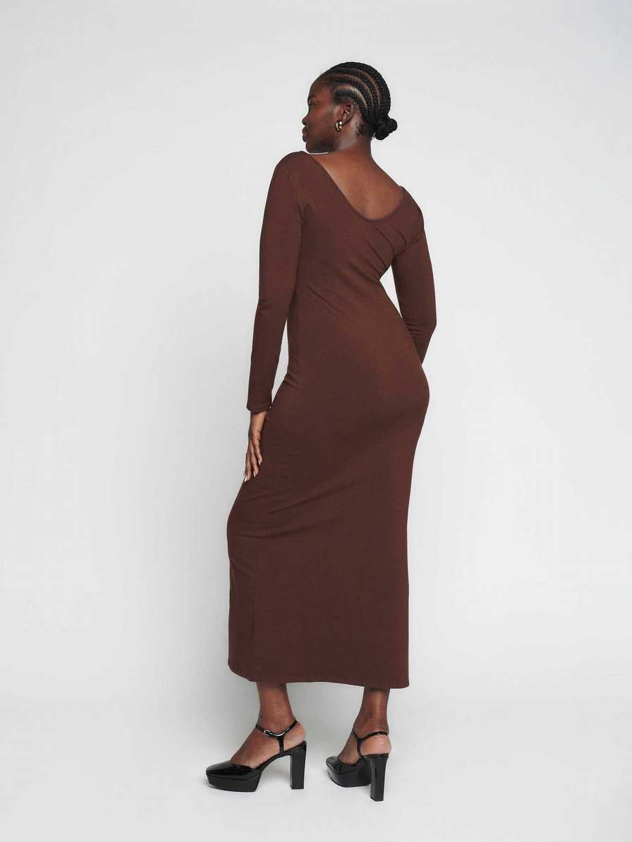 Women's Reformation Dari Knit Dress Coffee | USA-621380