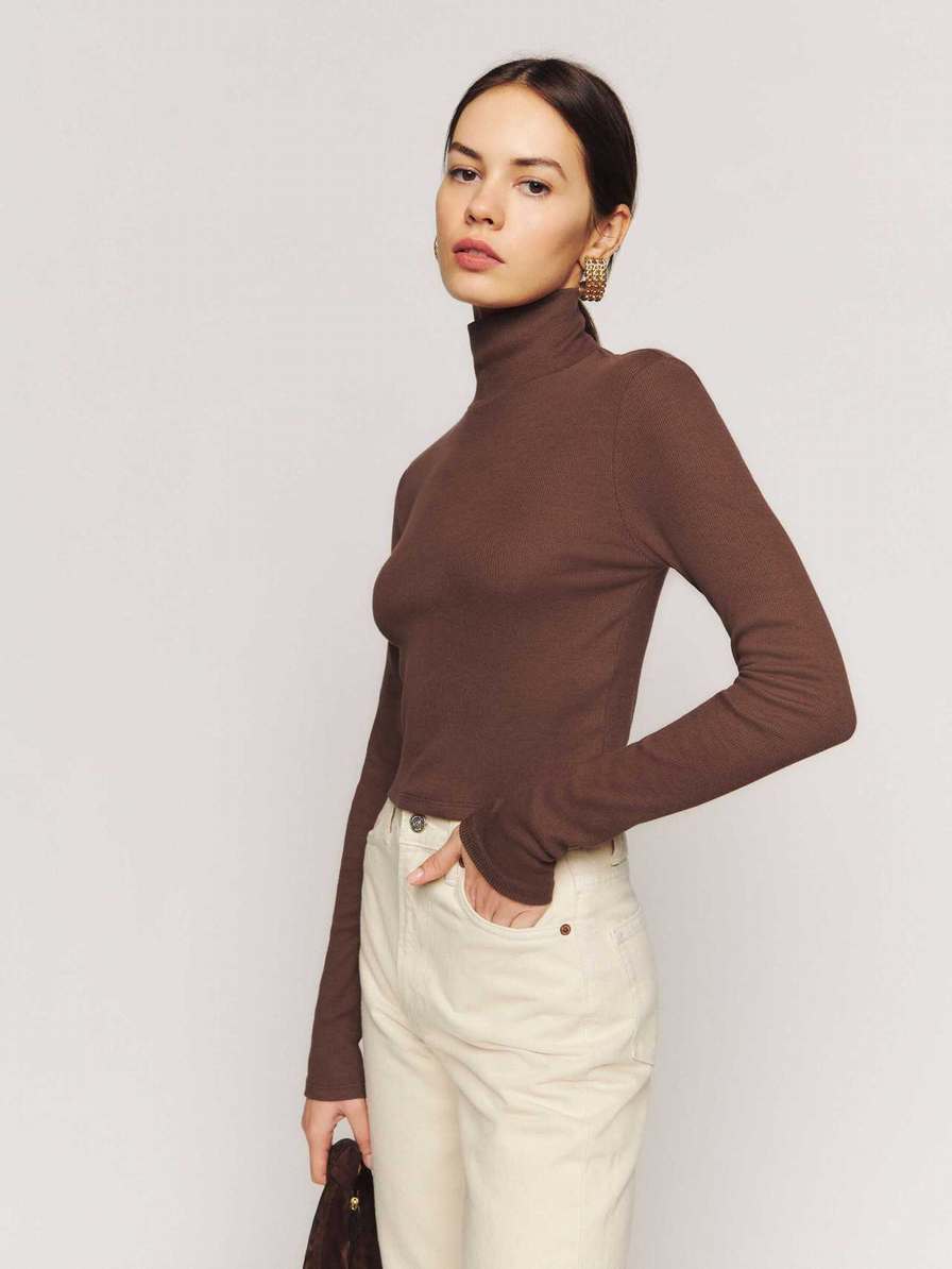 Women's Reformation Davy Sweater Coffee | USA-386750