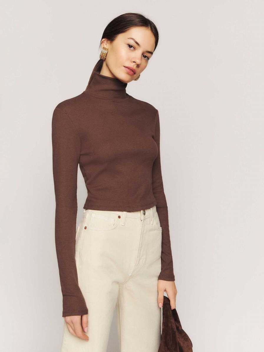 Women's Reformation Davy Sweater Coffee | USA-386750