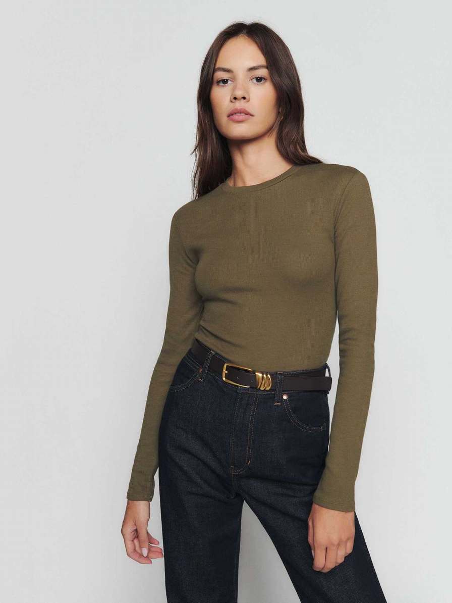 Women\'s Reformation Davy Sweater Dark Olive | USA-271845