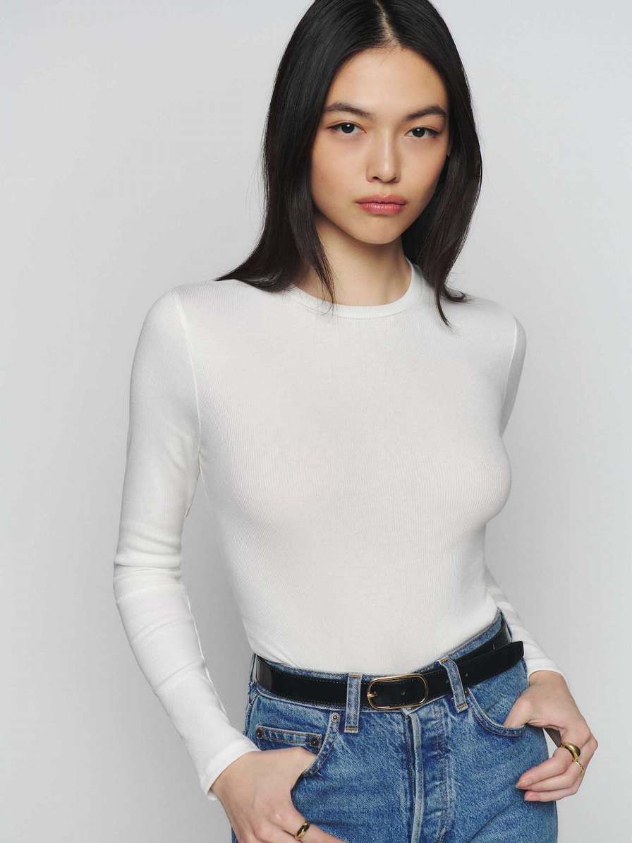 Women's Reformation Davy Sweater White | USA-208645