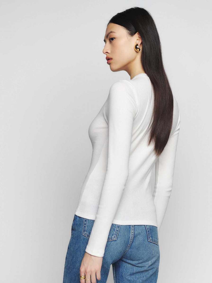 Women's Reformation Davy Sweater White | USA-208645