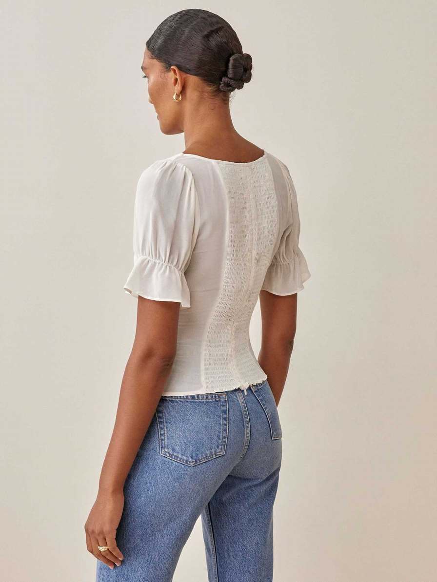 Women's Reformation Delevan Tops White | USA-046873