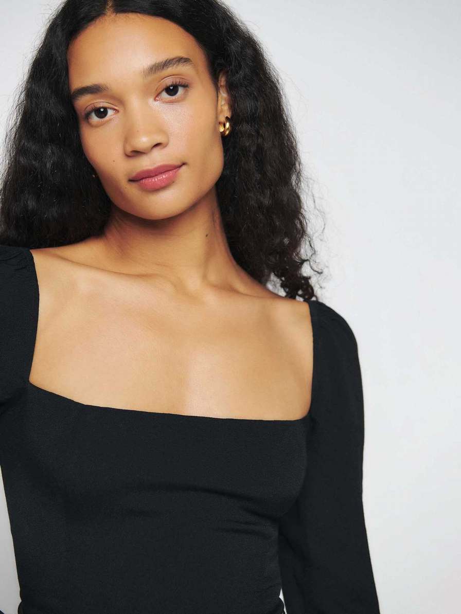 Women's Reformation Demi Tops Black | USA-713845