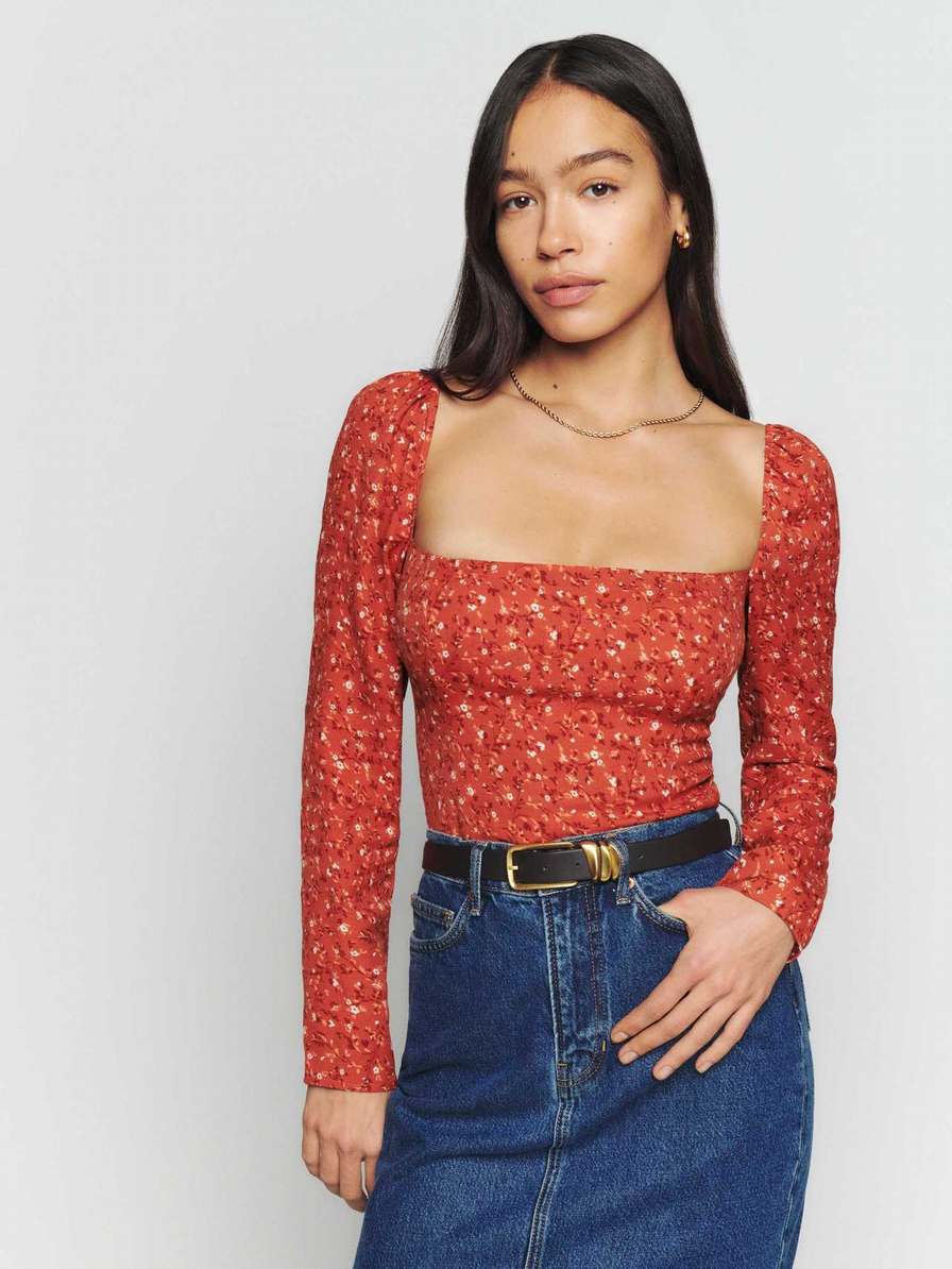 Women's Reformation Demi Tops Red | USA-28154611