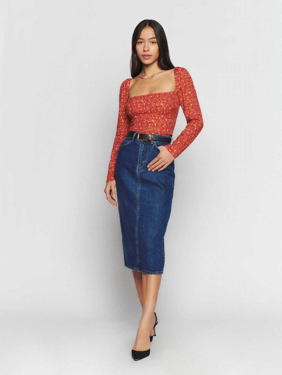 Women's Reformation Demi Tops Red | USA-28154611