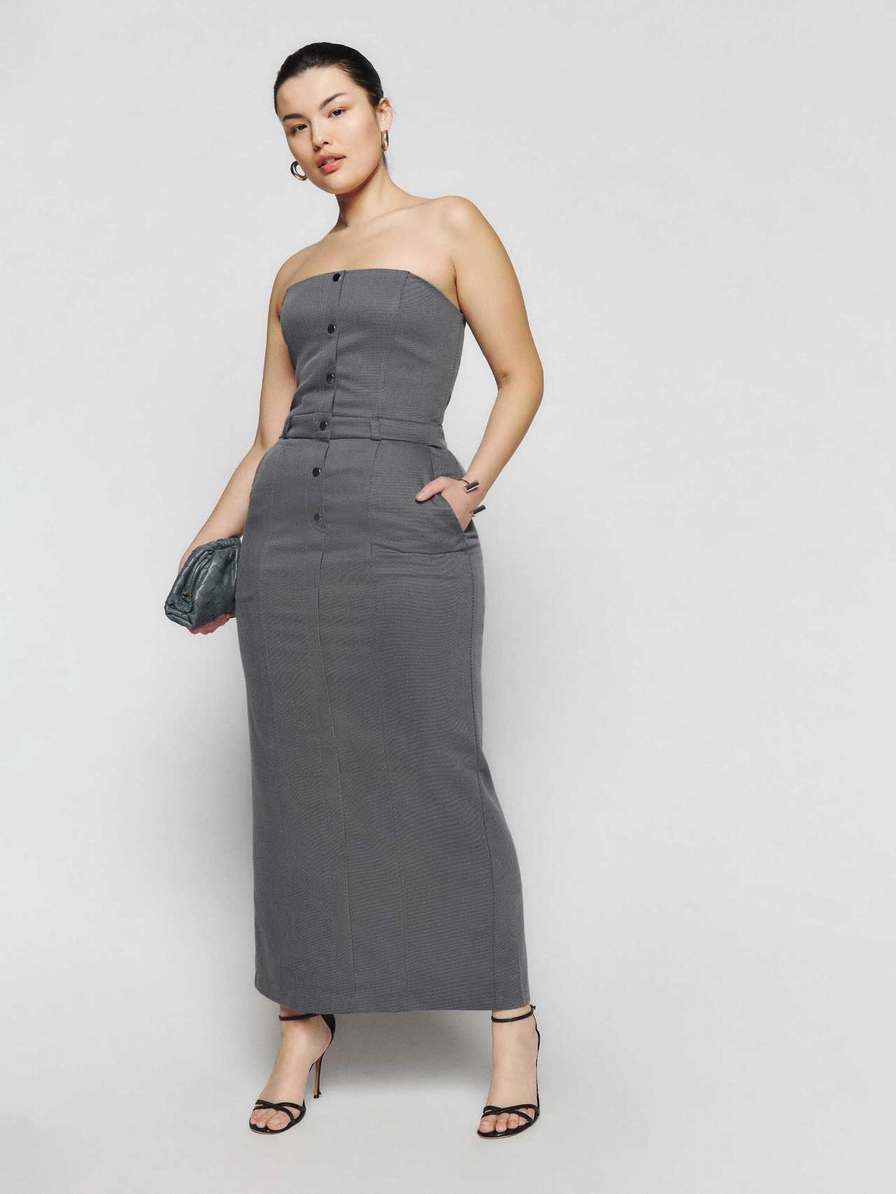 Women\'s Reformation Deserae Dress Grey | USA-5261834