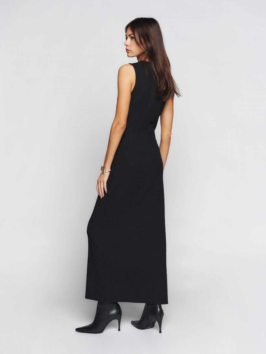 Women's Reformation Donora Knit Dress Black | USA-576120