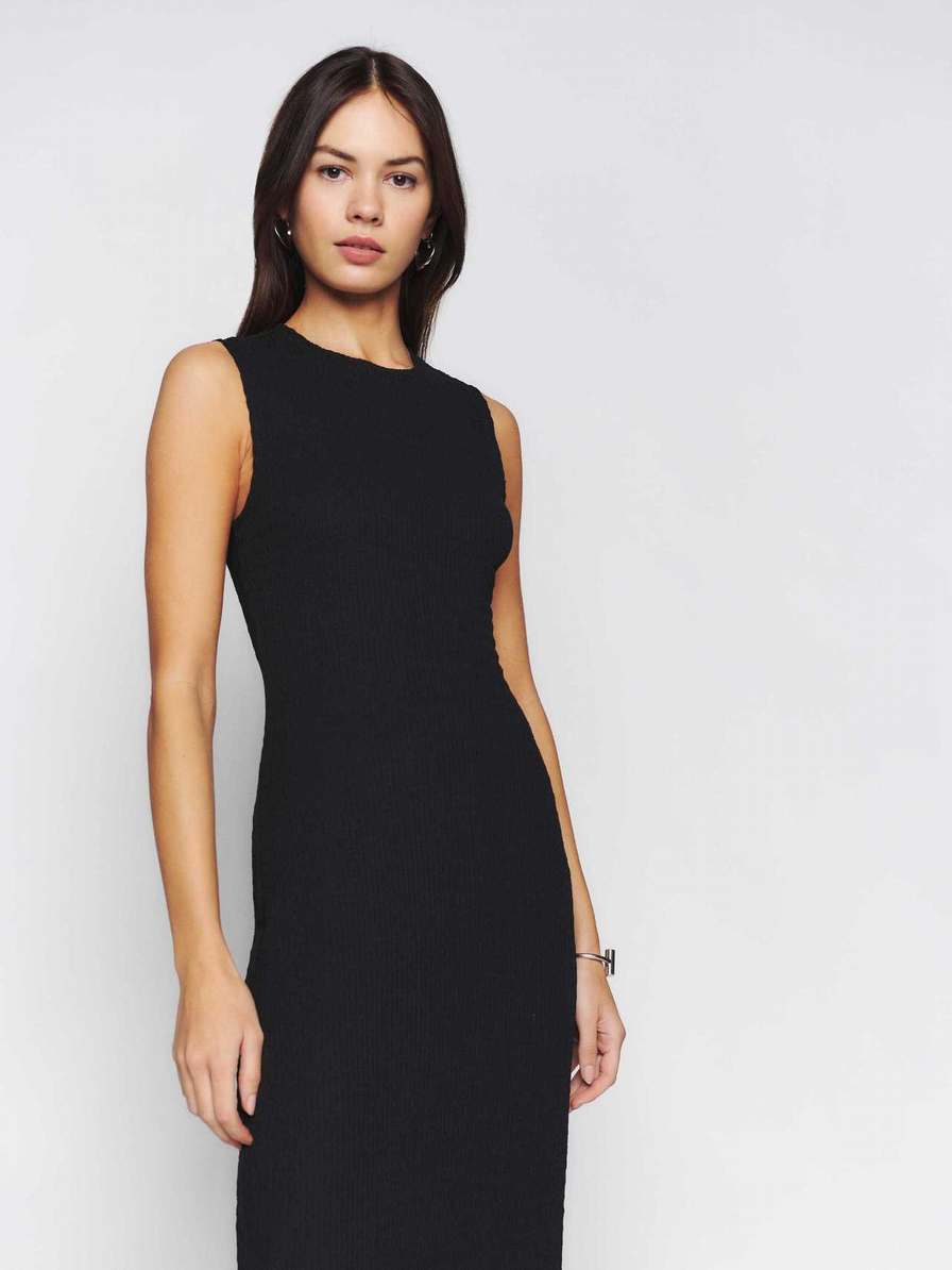 Women's Reformation Donora Knit Dress Black | USA-576120