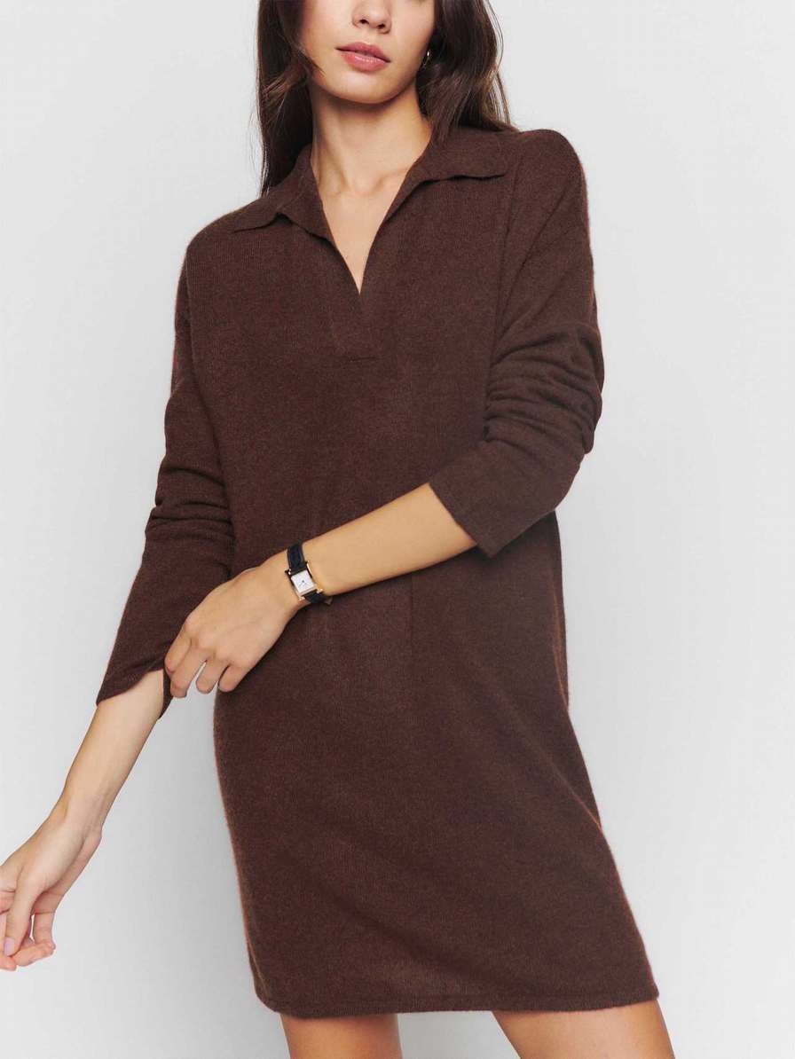 Women's Reformation Doreen Cashmere Sweater Coffee | USA-1348257