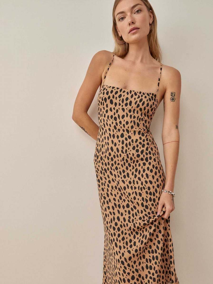 Women\'s Reformation Dover Dress Leopard | USA-128603