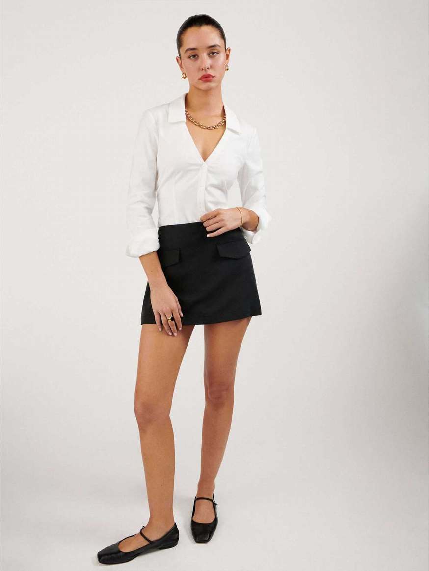 Women's Reformation Drew Shirts White | USA-765012