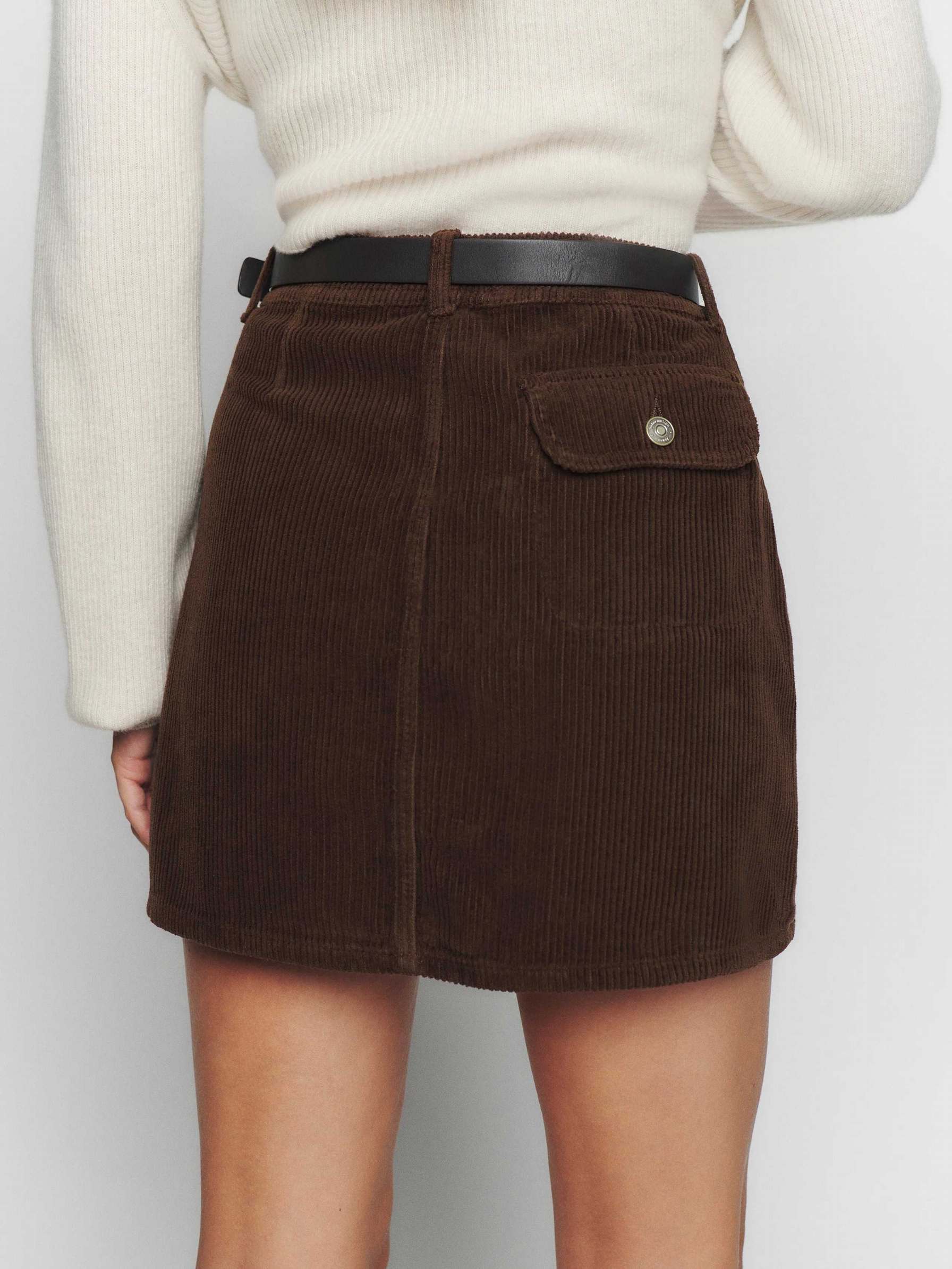 Women's Reformation Elia Patch Pocket Corduroy Mini Skirts Coffee | USA-5736021