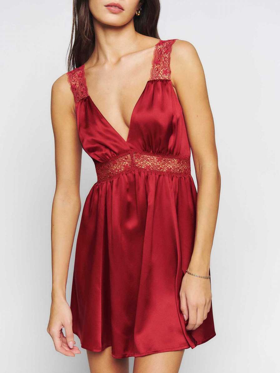 Women's Reformation Elina Silk Dress Red | USA-548602