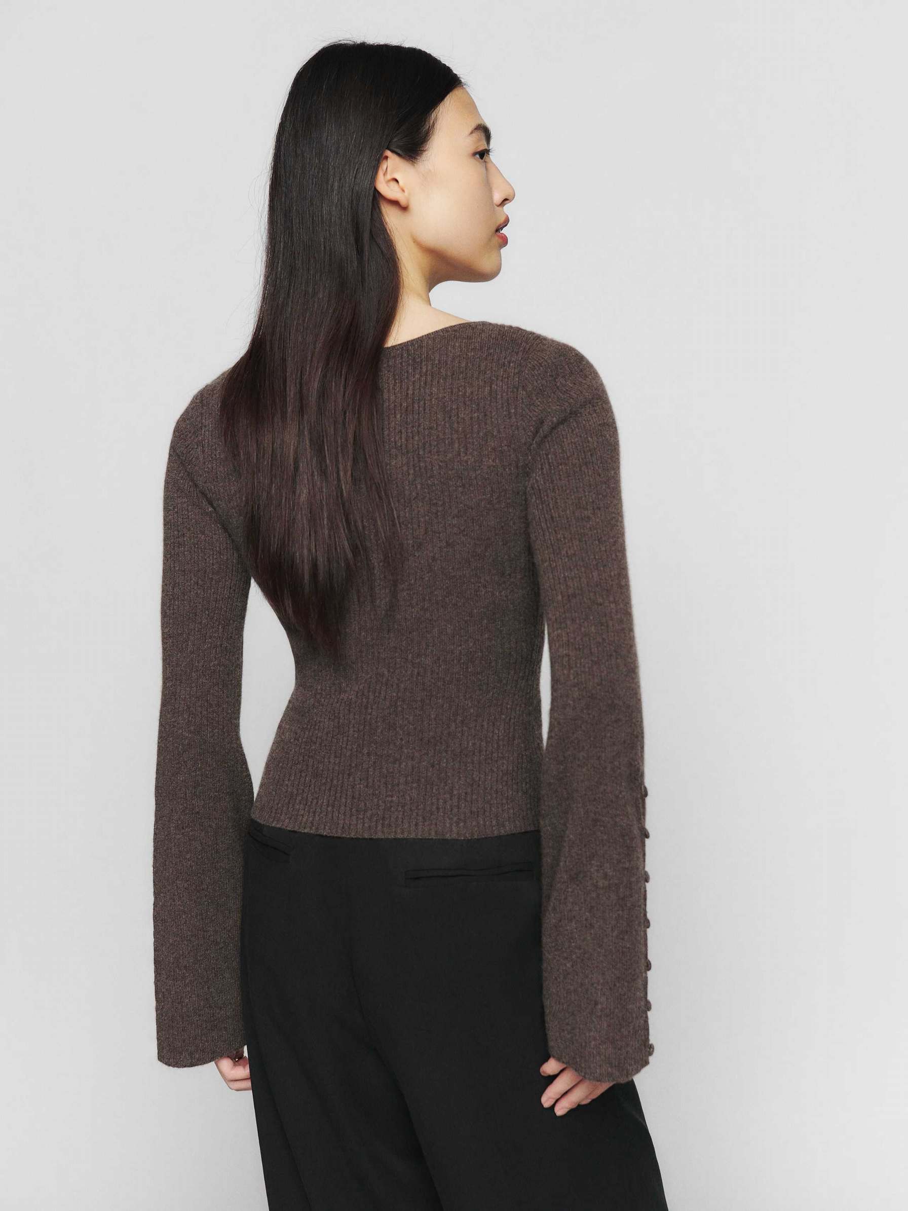 Women's Reformation Emanuele Cashmere Novelty Sweater Coffee | USA-503264