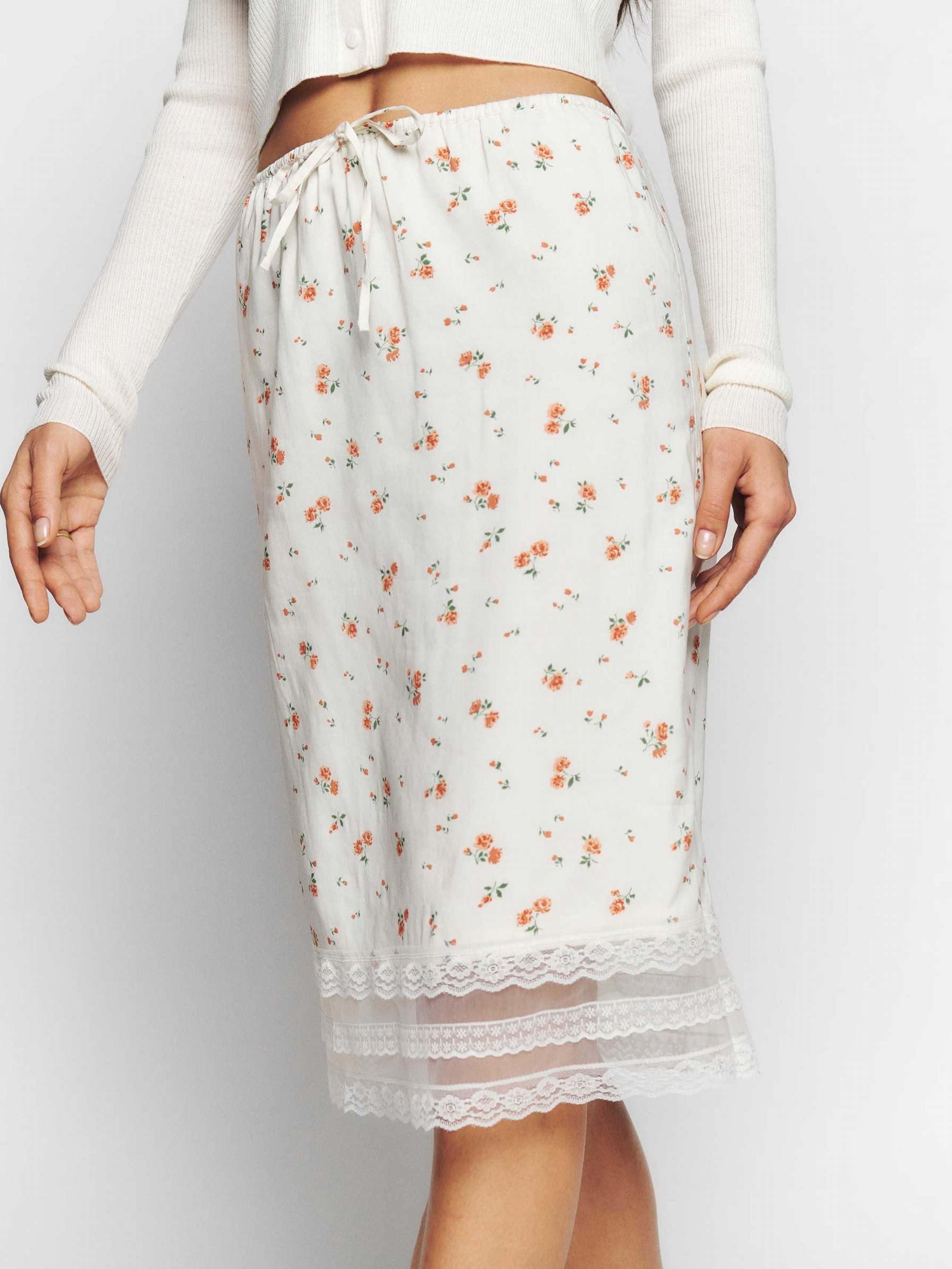 Women's Reformation Emery Skirts White | USA-0763851