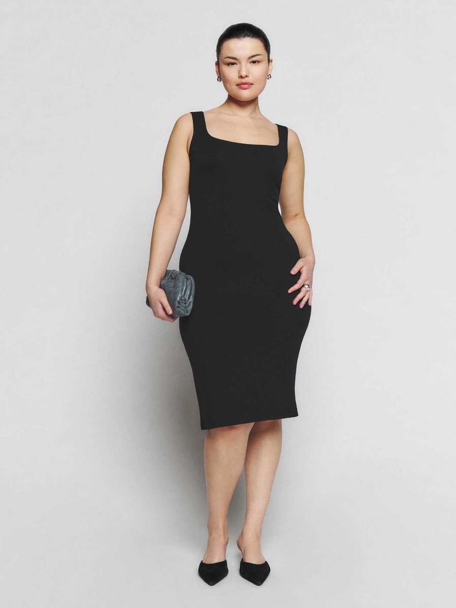 Women's Reformation Emiliana Knit Dress Black | USA-086574