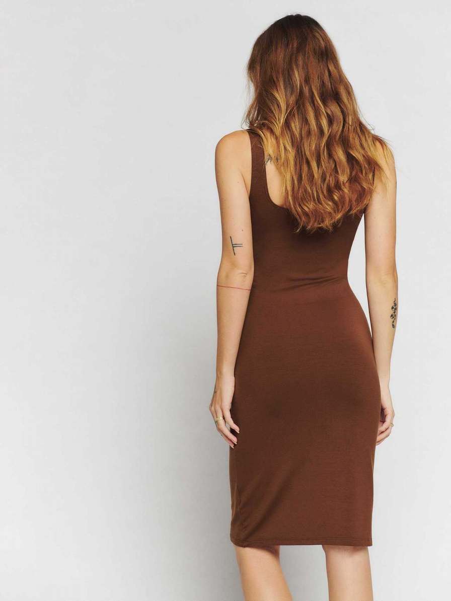 Women's Reformation Emiliana Knit Dress Brown | USA-2706514