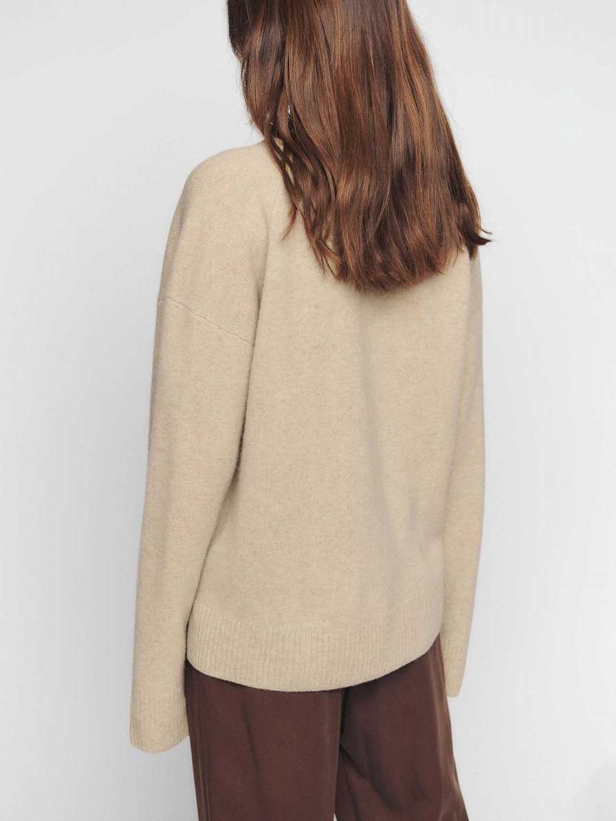 Women's Reformation Enda Regenerative Wool Sweater Beige | USA-8073165