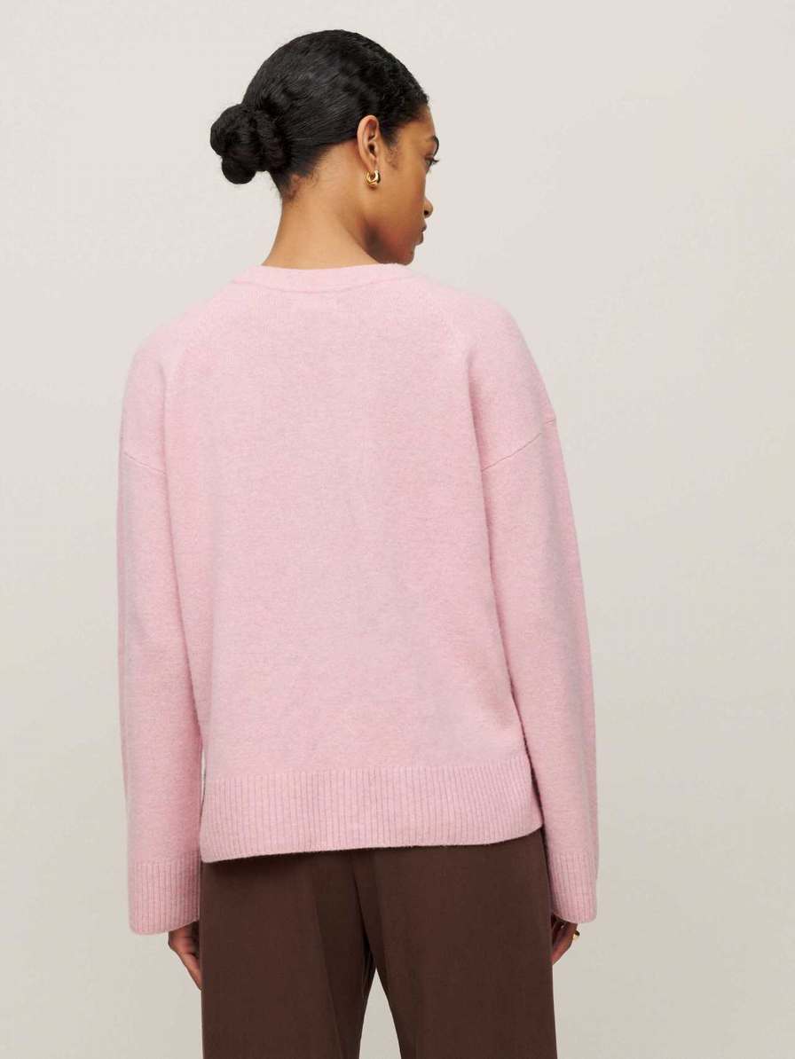 Women's Reformation Enda Regenerative Wool Sweater Pink | USA-872603