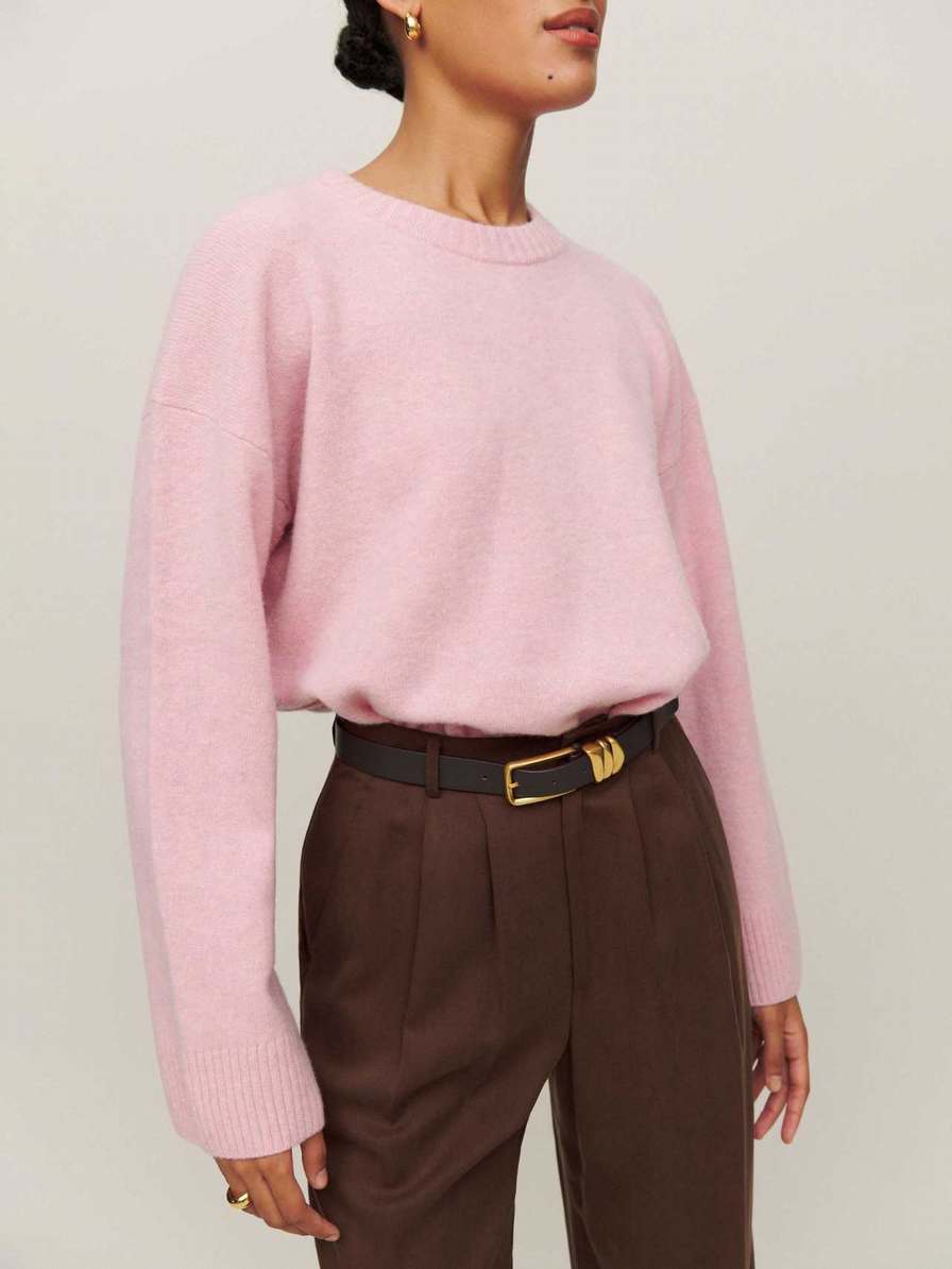 Women's Reformation Enda Regenerative Wool Sweater Pink | USA-872603