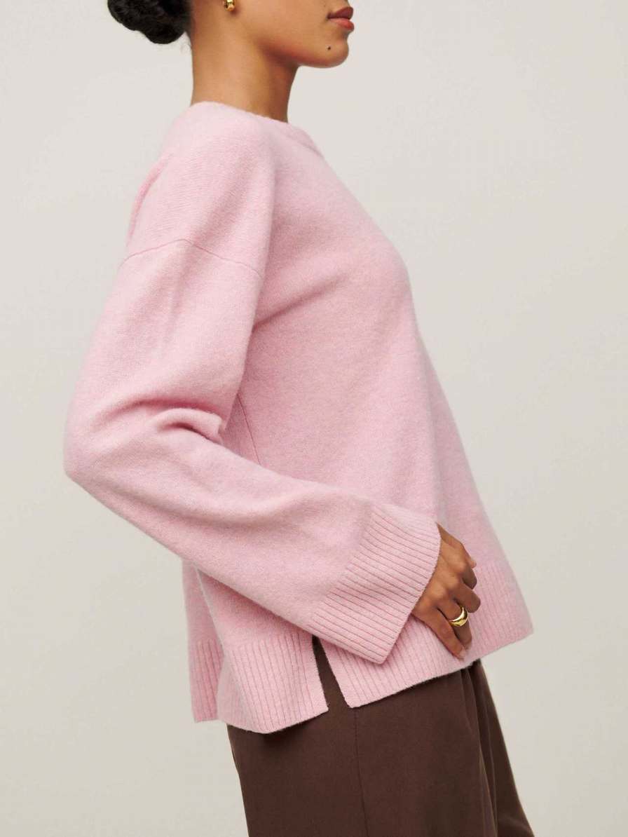 Women's Reformation Enda Regenerative Wool Sweater Pink | USA-872603