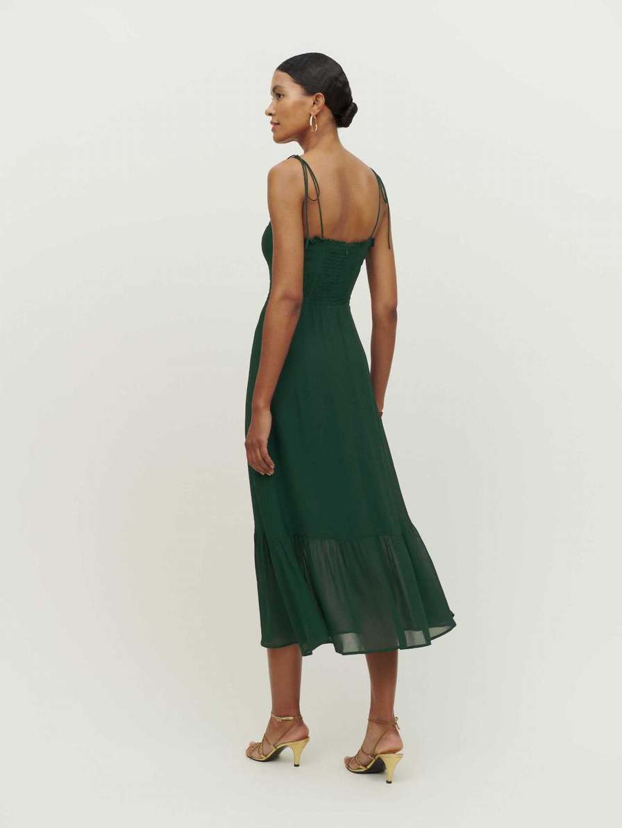 Women's Reformation Enya Dress Black Green | USA-281546