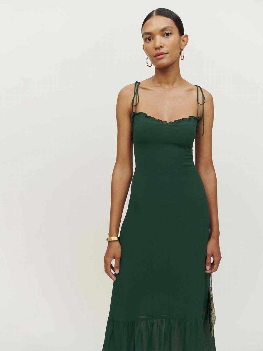 Women's Reformation Enya Dress Black Green | USA-281546