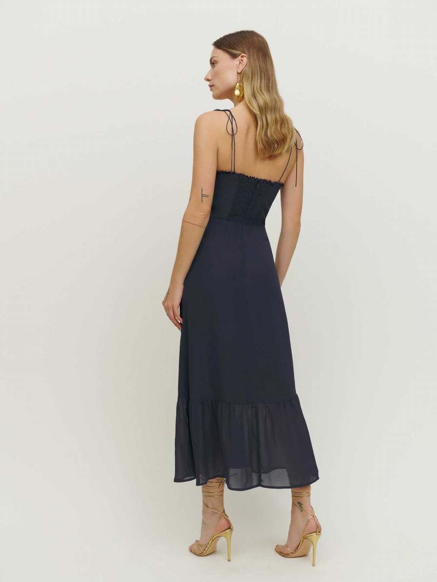 Women's Reformation Enya Dress Navy | USA-632157