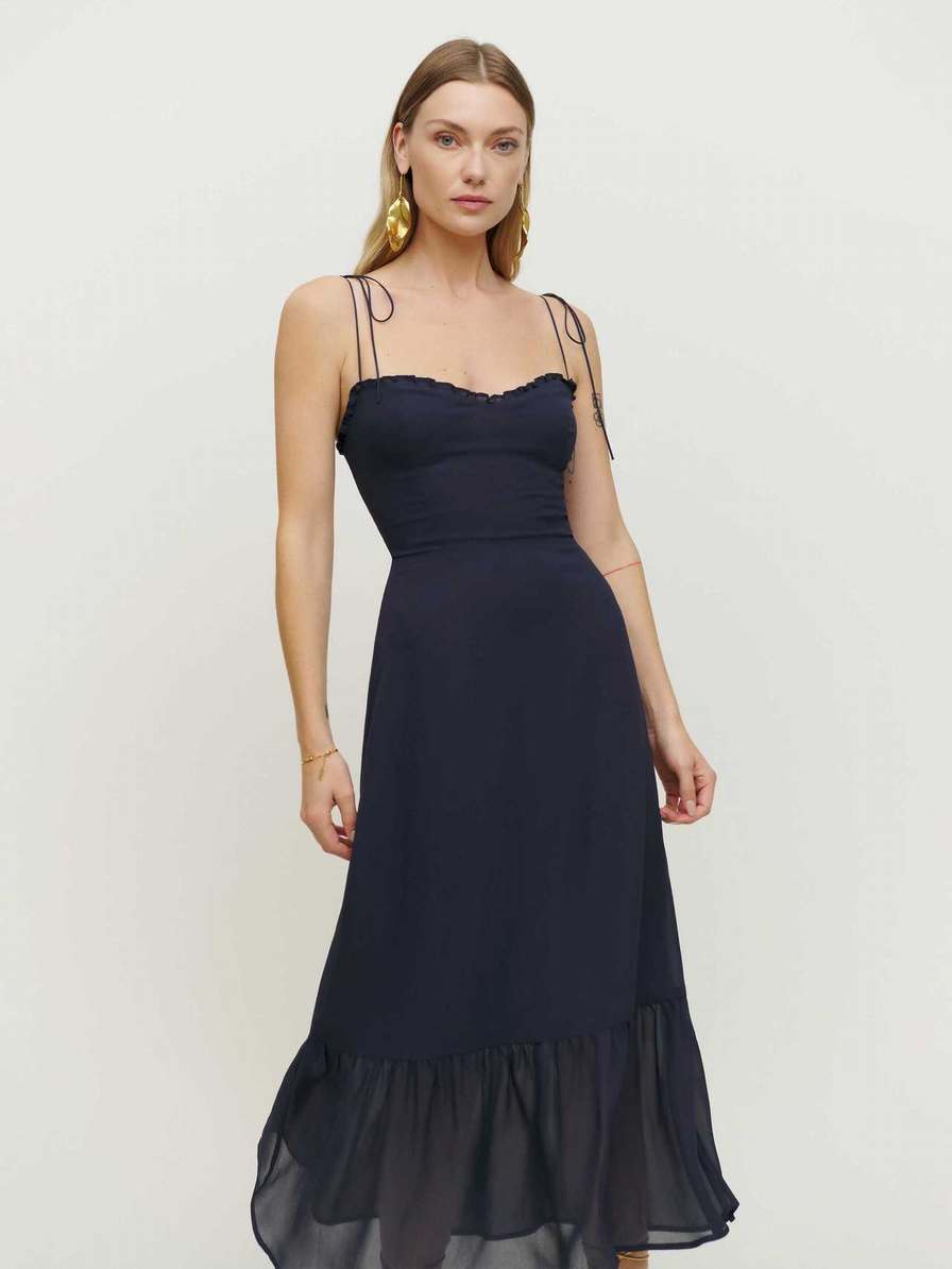 Women's Reformation Enya Dress Navy | USA-632157