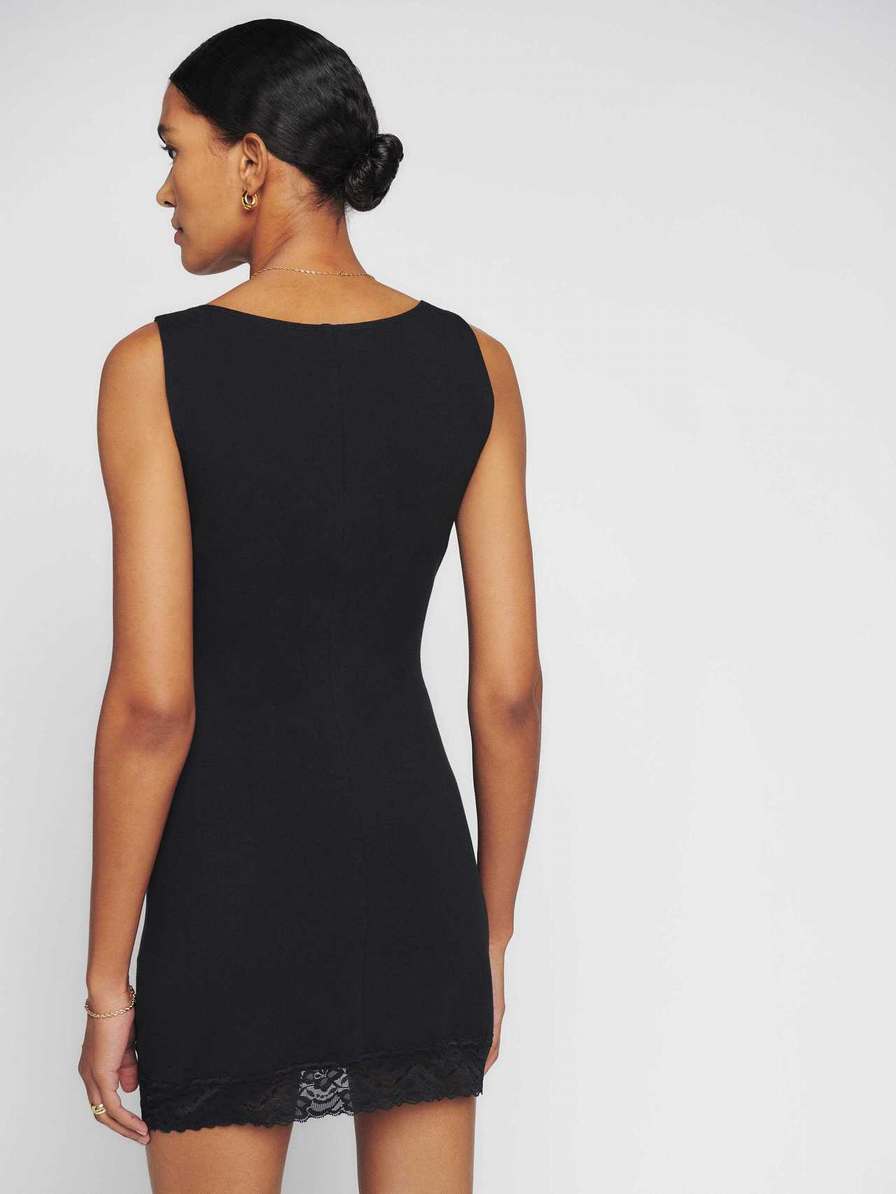 Women's Reformation Erie Knit Dress Black | USA-564821