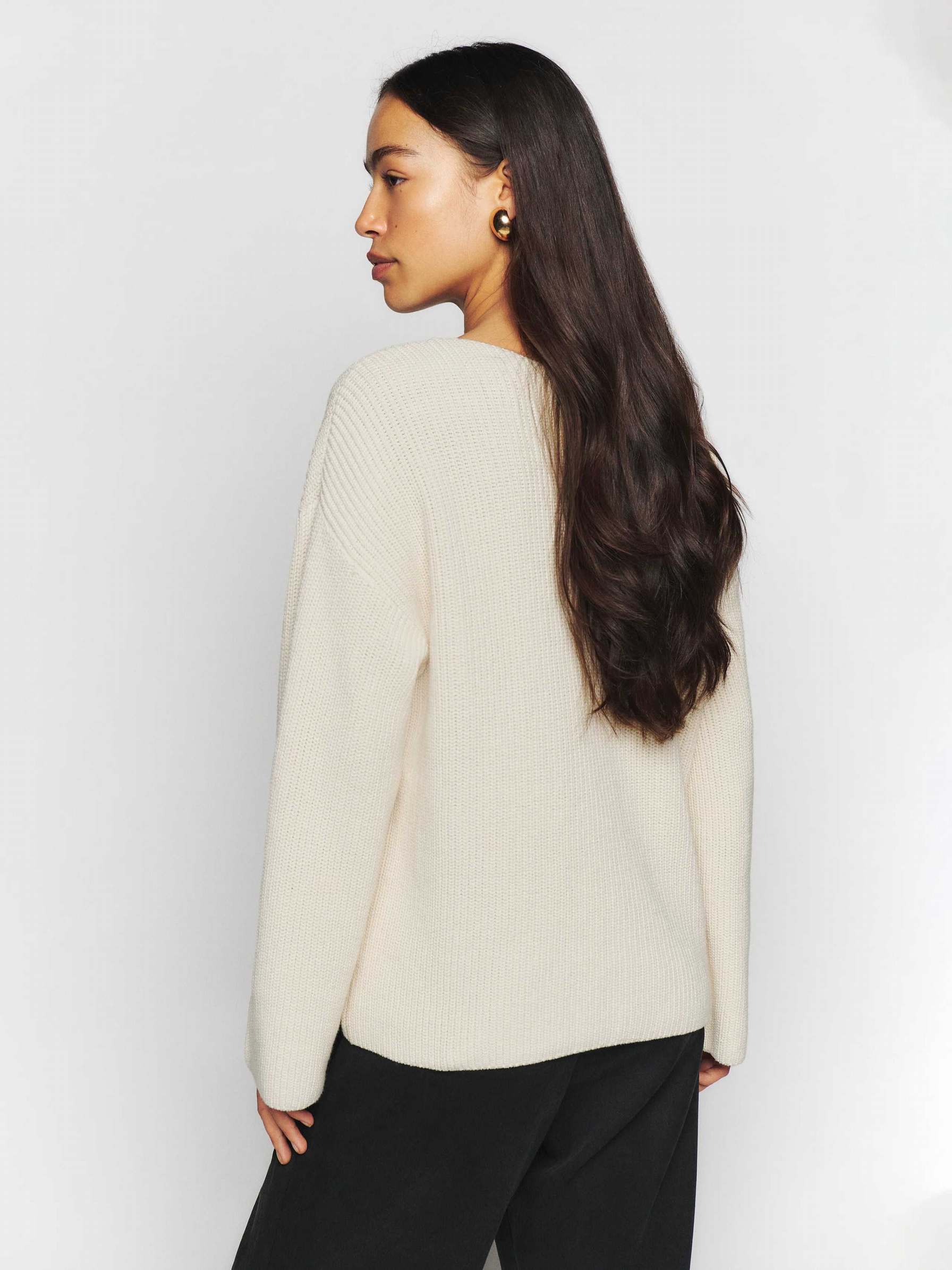 Women's Reformation Ethan Cotton Sweater White | USA-478305