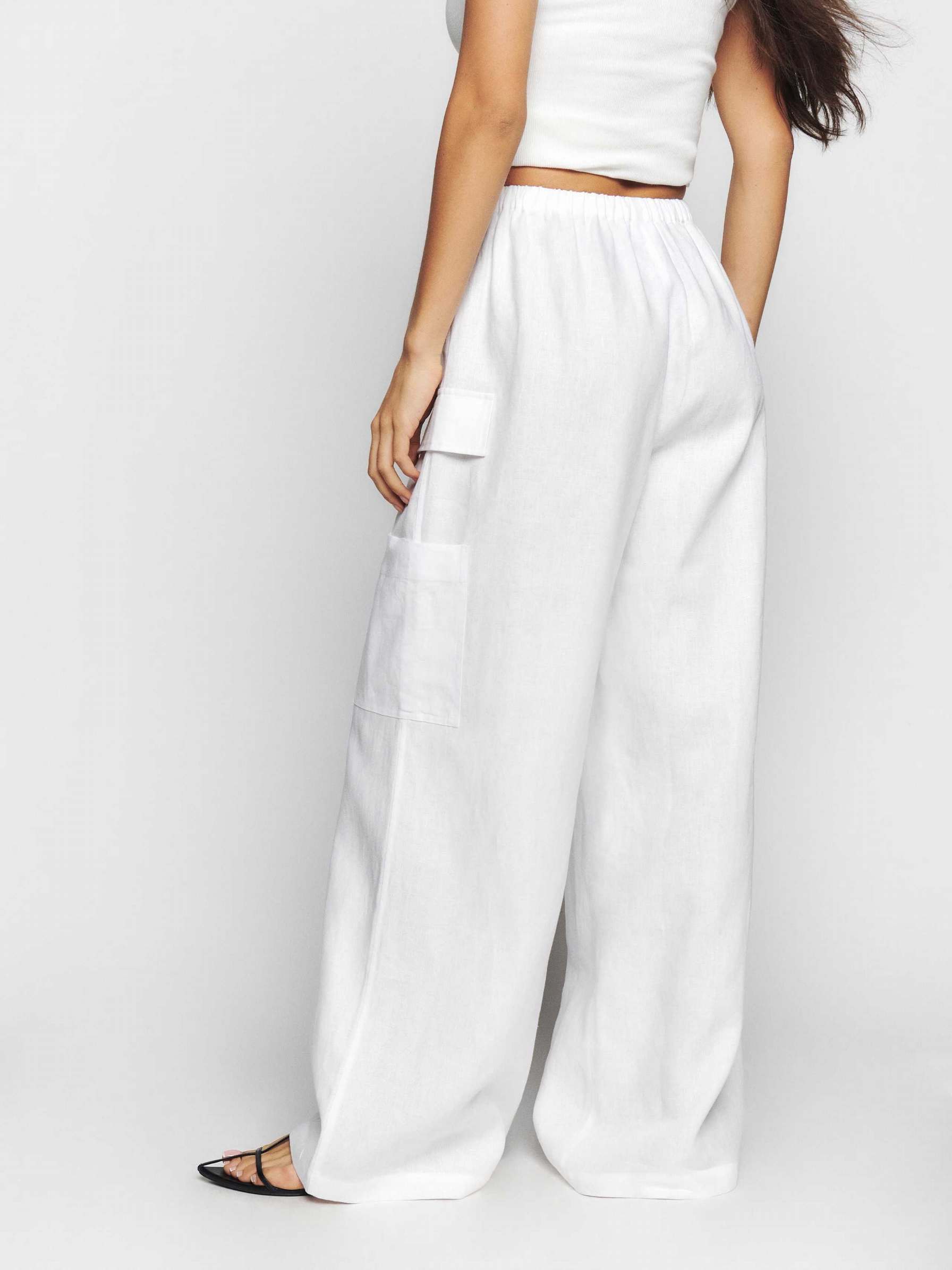 Women's Reformation Ethan Linen Pants White | USA-572614