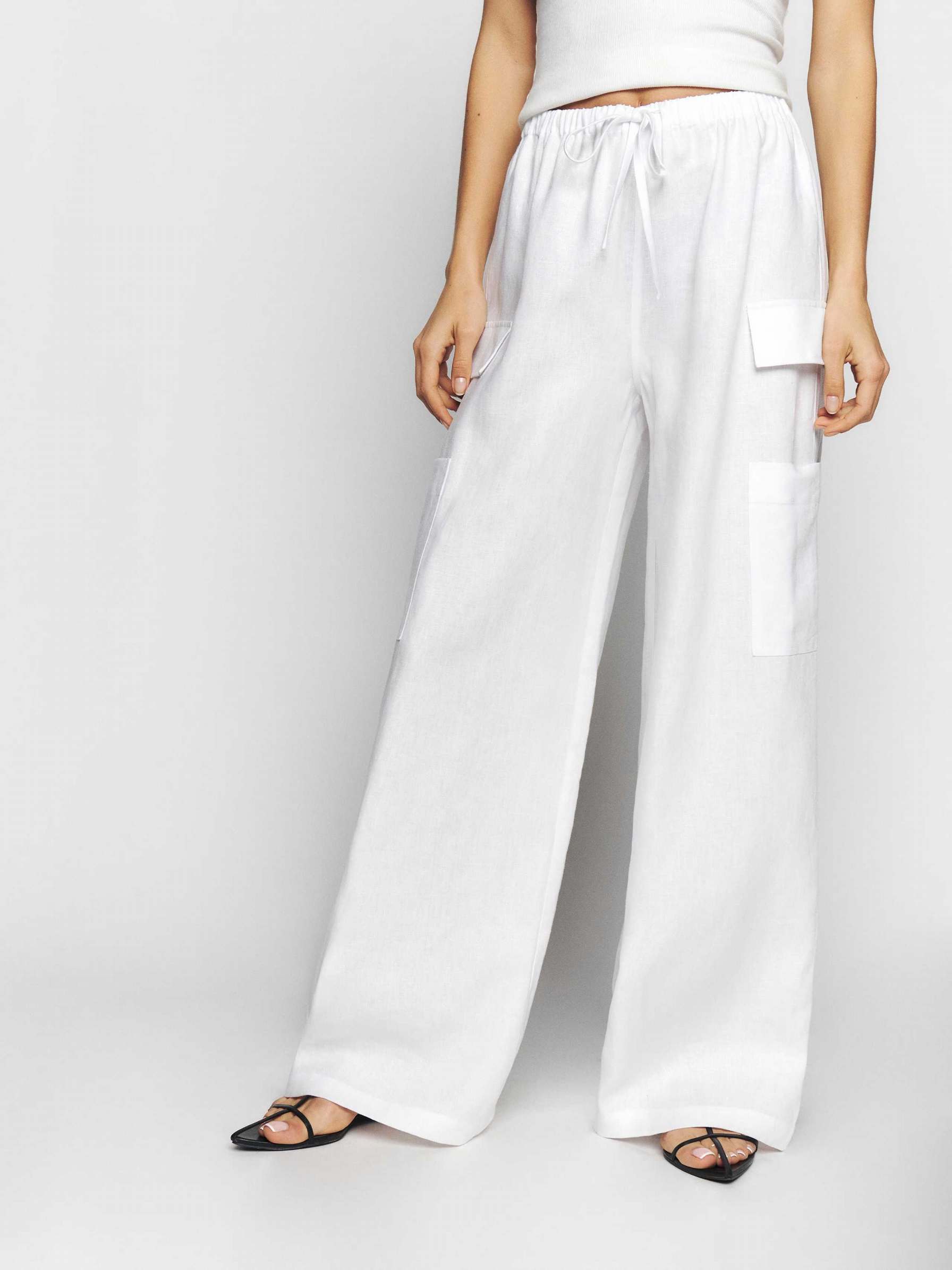 Women's Reformation Ethan Linen Pants White | USA-572614