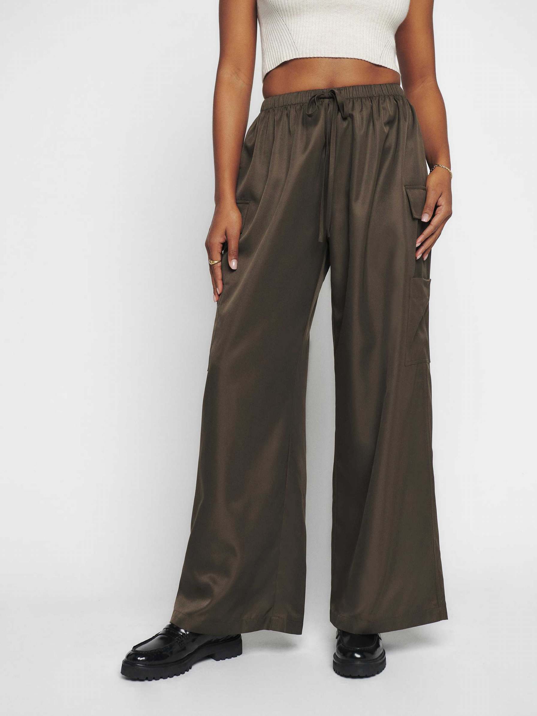 Women's Reformation Ethan Pants Dark Olive | USA-721548