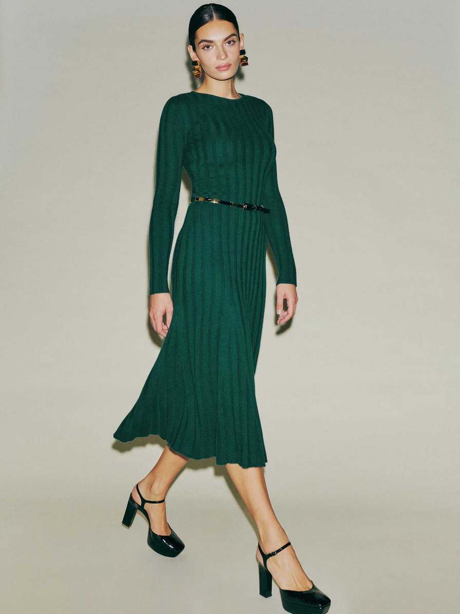 Women's Reformation Evan Cashmere Dress Deep Green | USA-801654