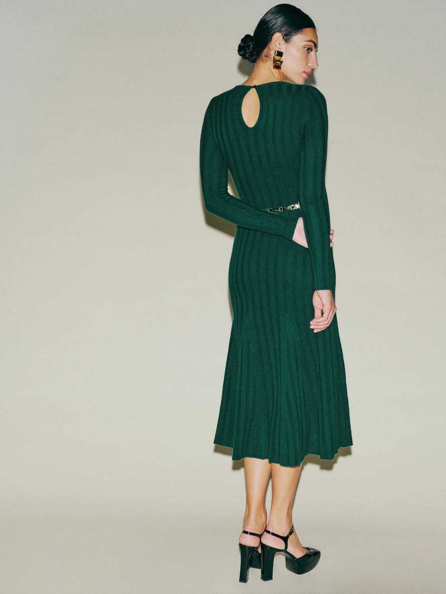 Women's Reformation Evan Cashmere Dress Deep Green | USA-801654