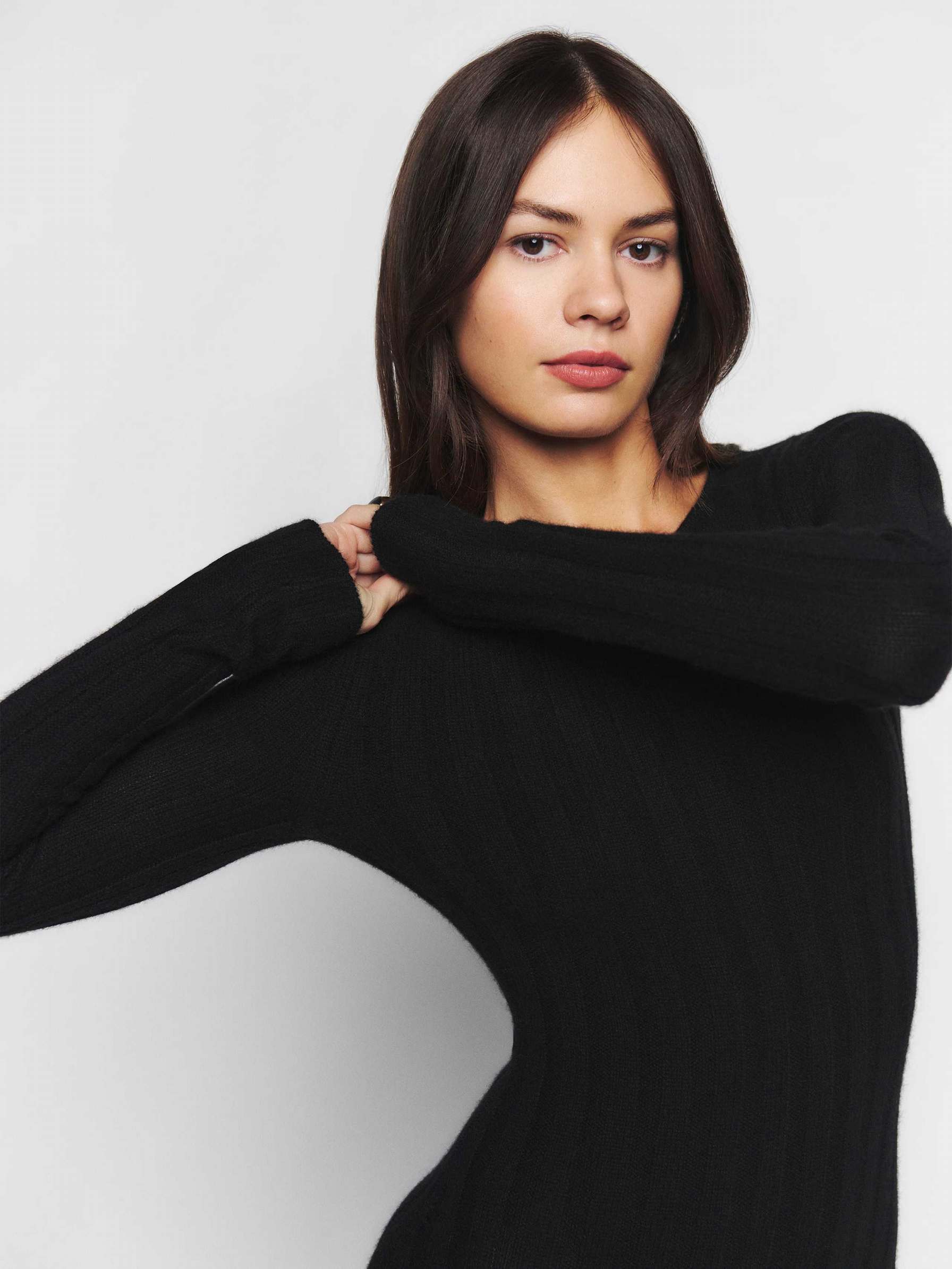 Women's Reformation Evan Cashmere Sweater Black | USA-4530827