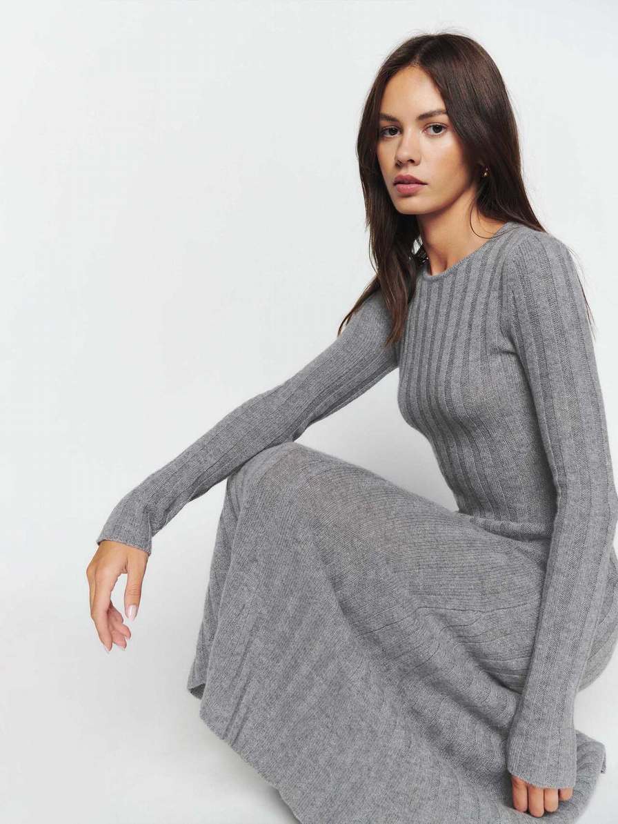 Women's Reformation Evan Cashmere Sweater Dark Grey | USA-8371465