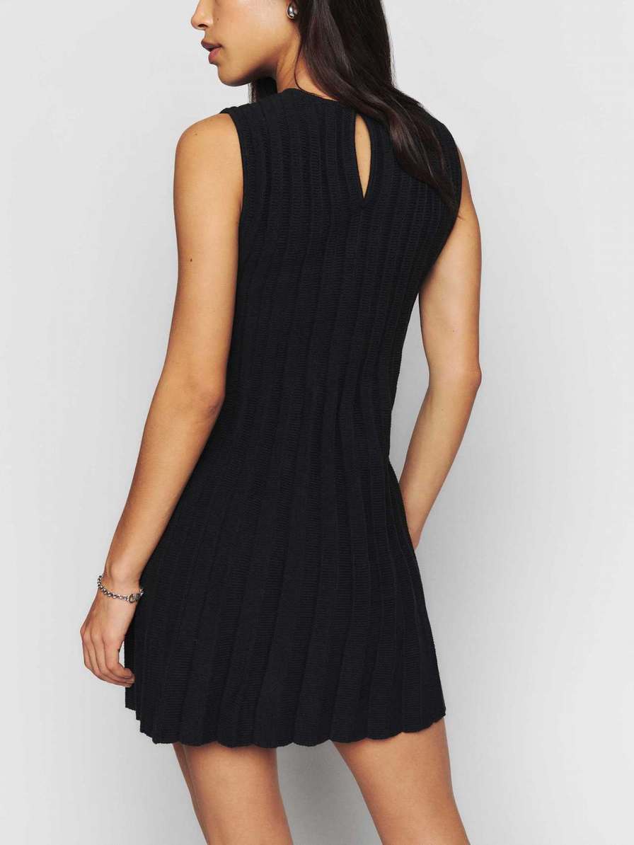 Women's Reformation Ezra Cotton Knit Mini Dress Black | USA-8702451