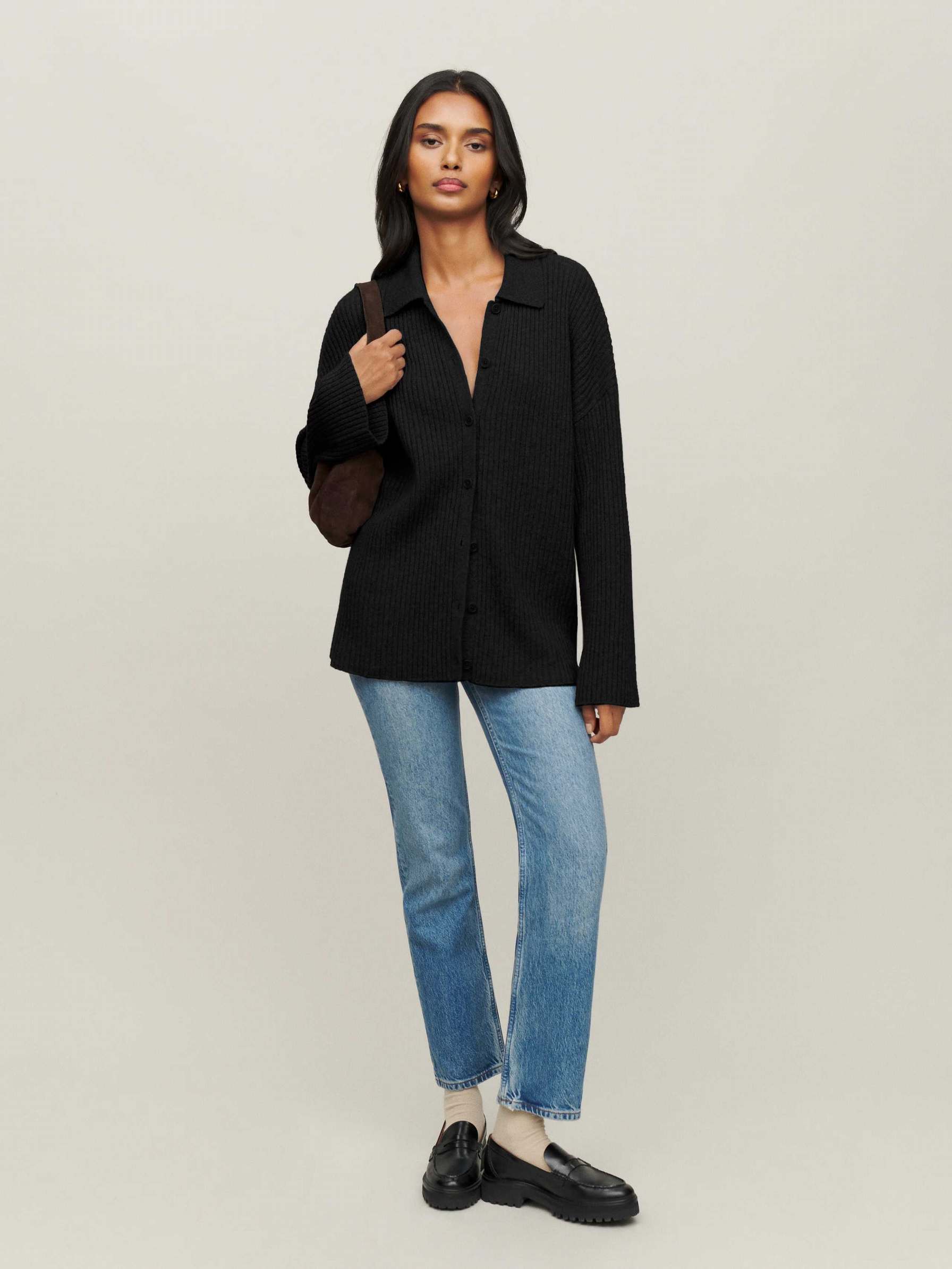 Women's Reformation Fantino Cashmere Cardigan Black | USA-258143