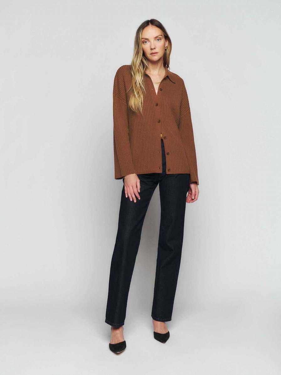 Women's Reformation Fantino Cashmere Cardigan Brown | USA-5348267