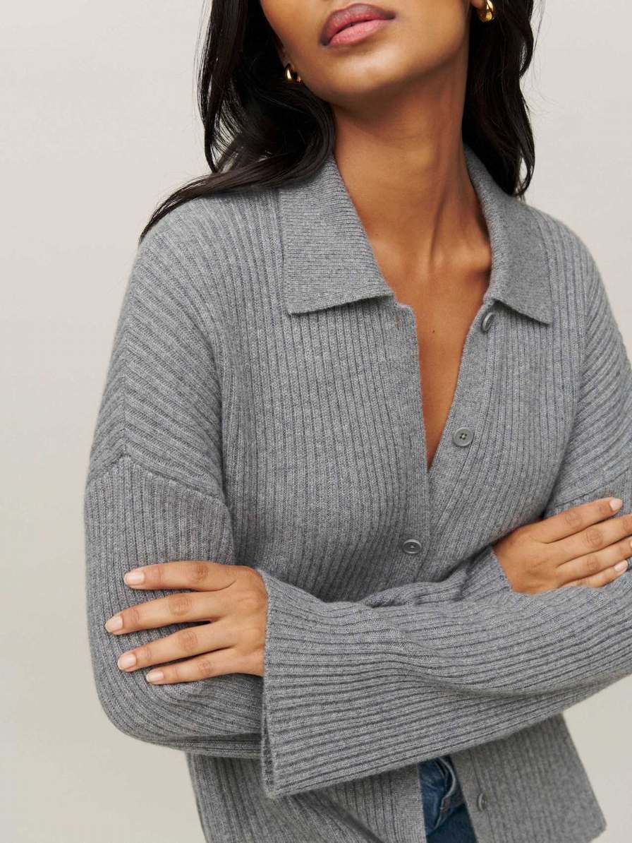 Women's Reformation Fantino Cashmere Cardigan Dark Grey | USA-837615