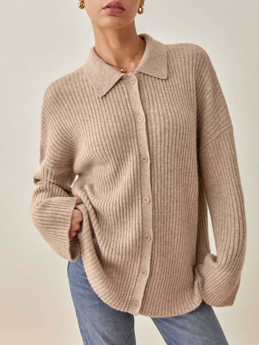 Women's Reformation Fantino Cashmere Cardigan Beige | USA-856273